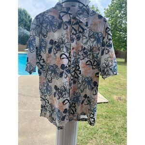 Saddlebred Button-Up Shirt Men's XL Multicolor Floral 100% Cotton Short Sleeves